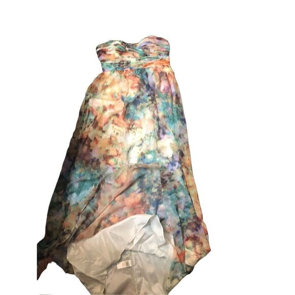 Aidan Mattox watercolor semi formal strapless chiffon full length dress size 2 - Picture 7 of 9